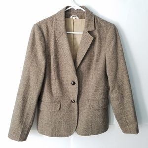 Vintage Brown and Tan Tweed Blazer with Pockets